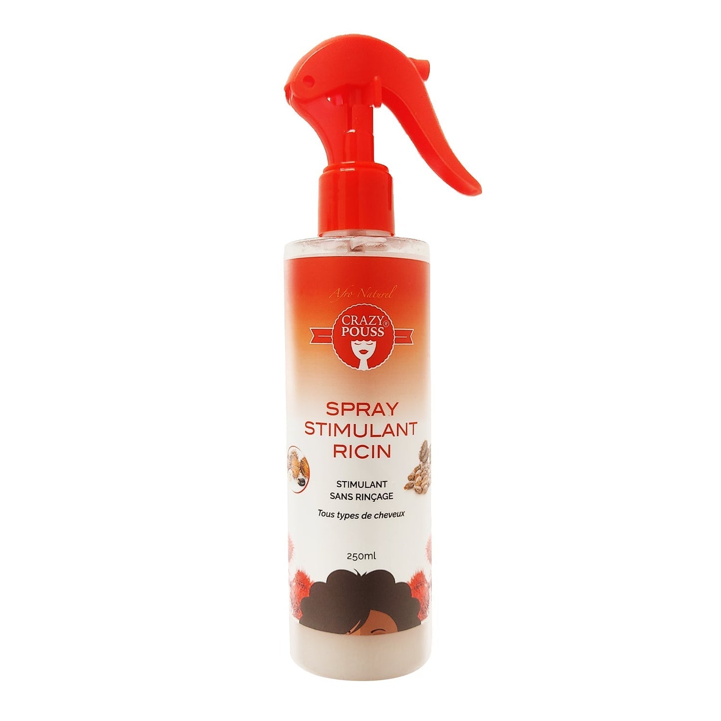 CRAZY POUSS - Spray hydratant stimulant ricin - Blanc - Produit pour hydrater et nourrir vos cheveux sans les alourdir au quotidien